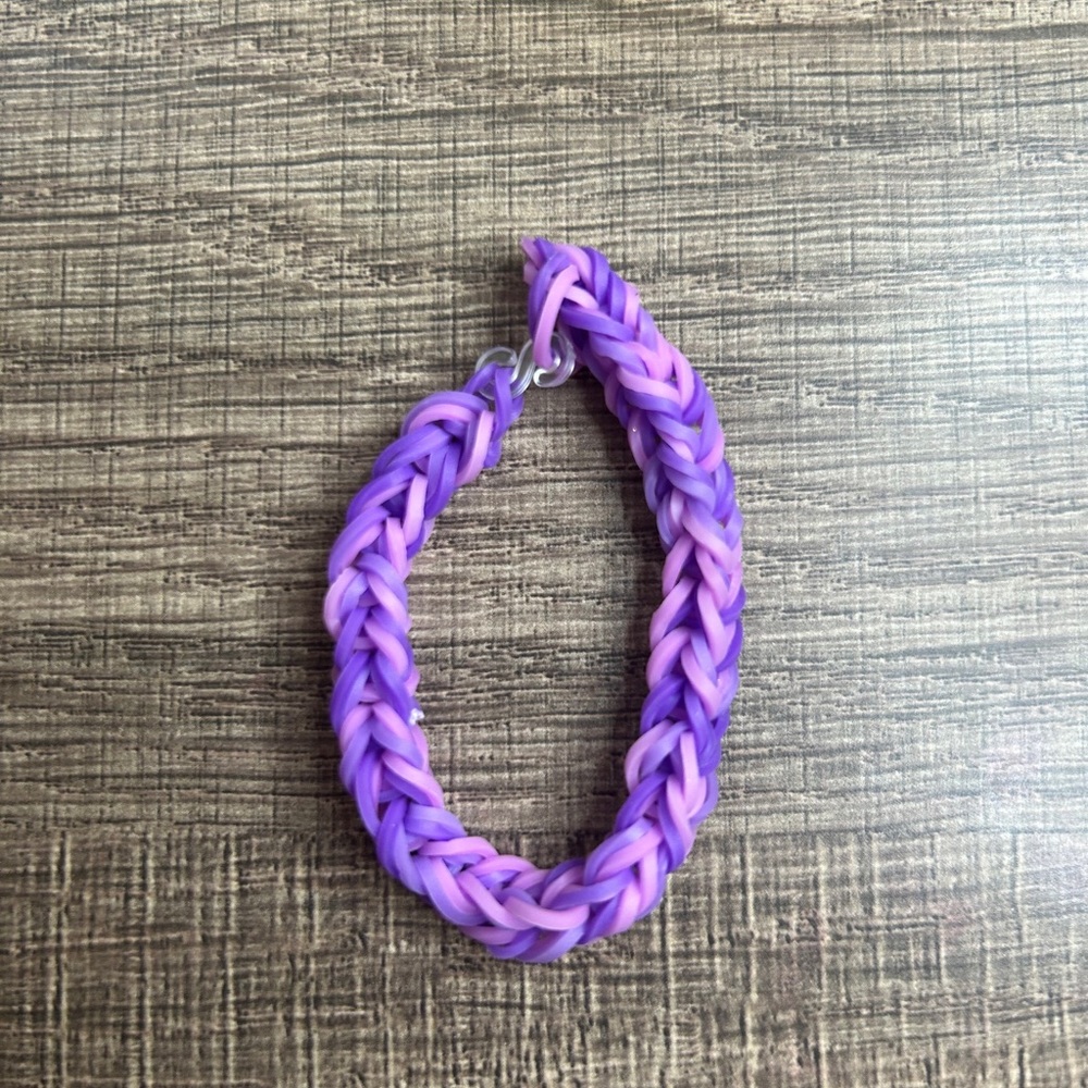 Purple Kids & Teens Beaded Diy Handmade Cute Raindbow Loom Rubber Band Braclet